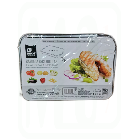 BANDEJA ALUMINIO 31 X 21 X 5 CM PACK-5 UNIDADES