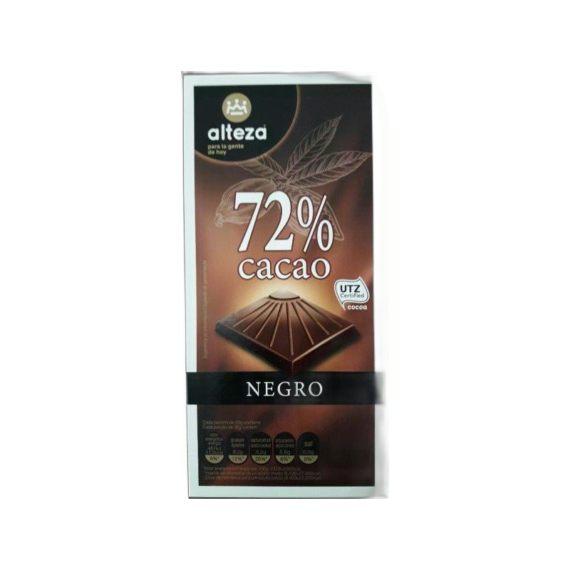 CHOCOLATE NEGRO 72% 100 GR