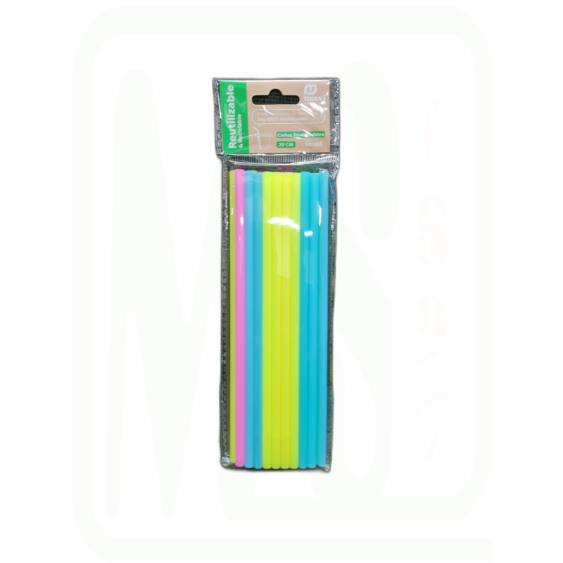 PAJITAS REUTILIZABLES COLORES PACK-20