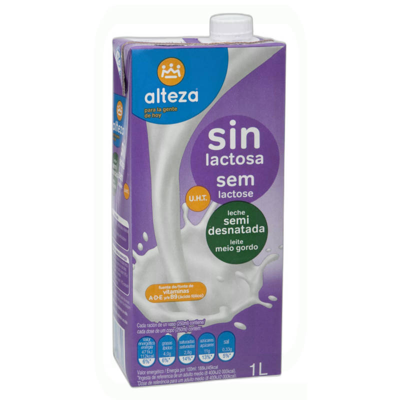 LECHE SEMIDESNATADA SIN LACTOSA 1LT 